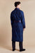 Sherlock Blue Men's Long Smoking Jacket - Model Back | Bown of London